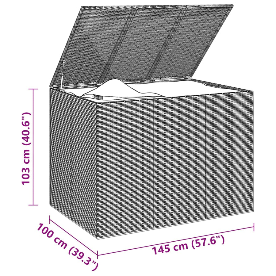 Tuinbox Polyetheen Rattan 145 x 100 x 103 cm Grijs