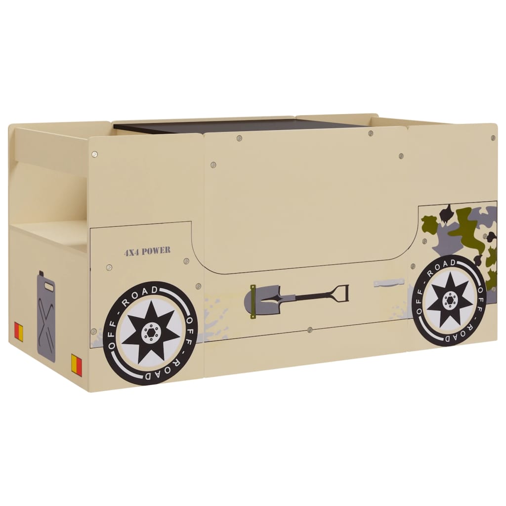 3-Delige Kindertafel- En Stoelenset Off-Road-Auto-Ontwerp Mdf Beige