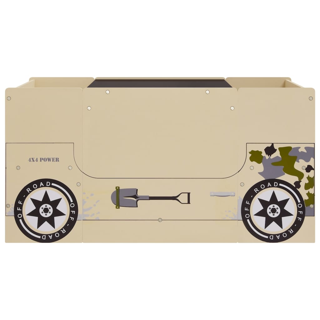 3-Delige Kindertafel- En Stoelenset Off-Road-Auto-Ontwerp Mdf Beige