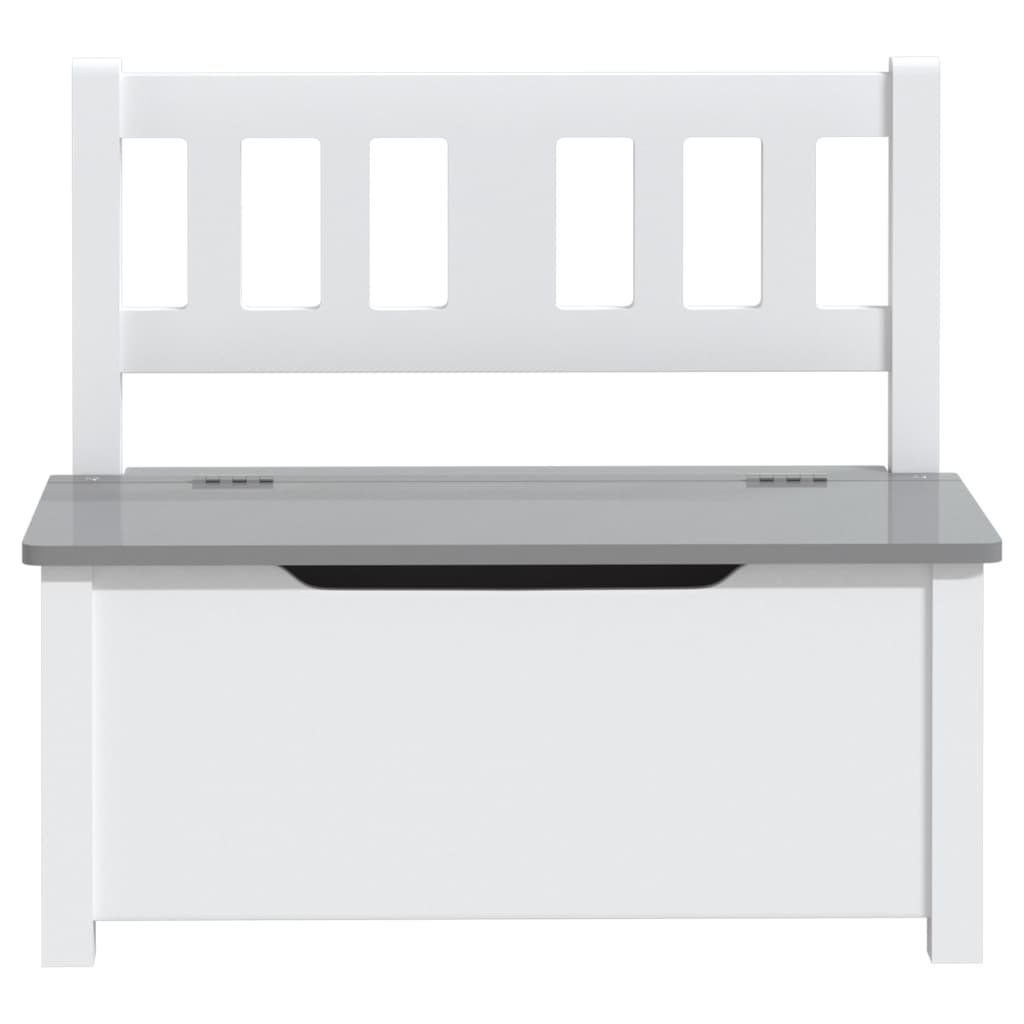Kinderopbergbankje 60X30X55 Cm Mdf Wit en grijs