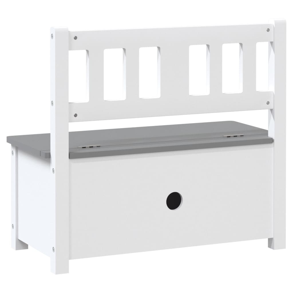 Kinderopbergbankje 60X30X55 Cm Mdf Wit en grijs