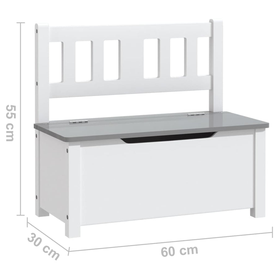 Kinderopbergbankje 60X30X55 Cm Mdf Wit en grijs