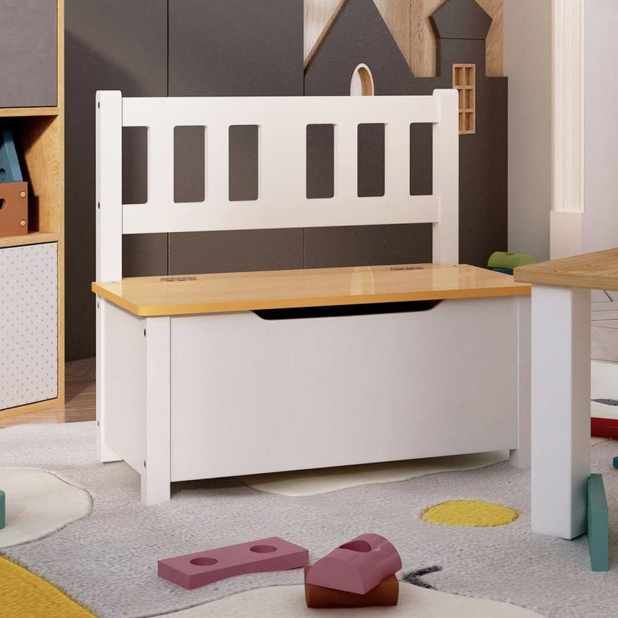 Kinderopbergbankje 60X30X55 Cm Mdf wit en beige