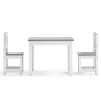 3-Delige Kindertafel- En Stoelenset Mdf Wit en grijs zonder bankje