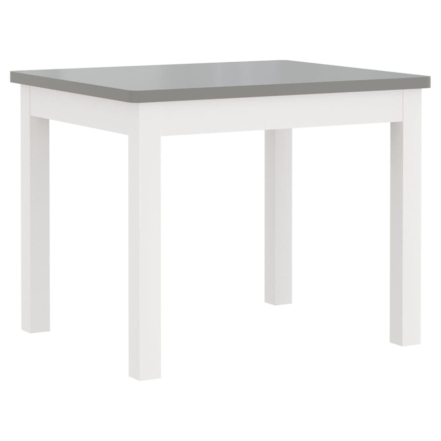 3-Delige Kindertafel- En Stoelenset Mdf Wit en grijs zonder bankje