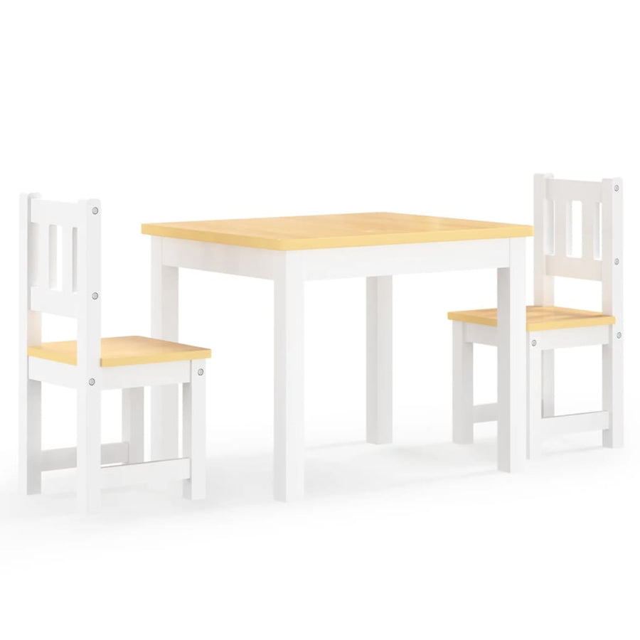 3-Delige Kindertafel- En Stoelenset Mdf En Grijs wit en beige zonder bankje