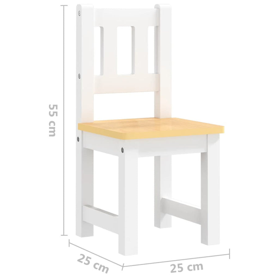 3-Delige Kindertafel- En Stoelenset Mdf En Grijs wit en beige zonder bankje