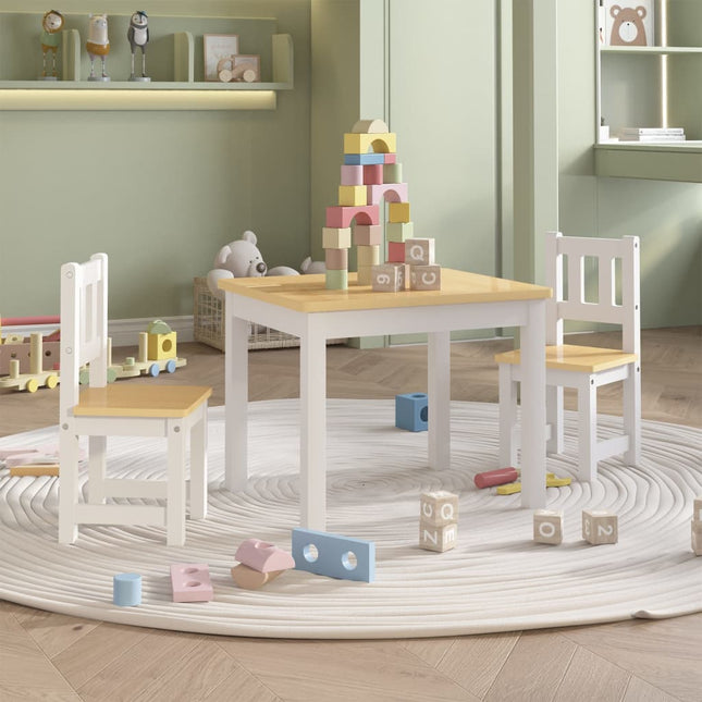 3-Delige Kindertafel- En Stoelenset Mdf En Grijs wit en beige zonder bankje