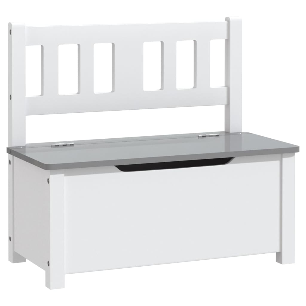 3-Delige Kindertafel- En Stoelenset Mdf Wit en grijs met bankje