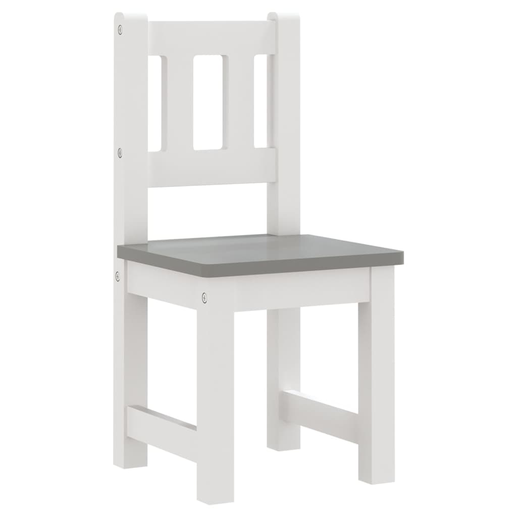 3-Delige Kindertafel- En Stoelenset Mdf Wit en grijs met bankje