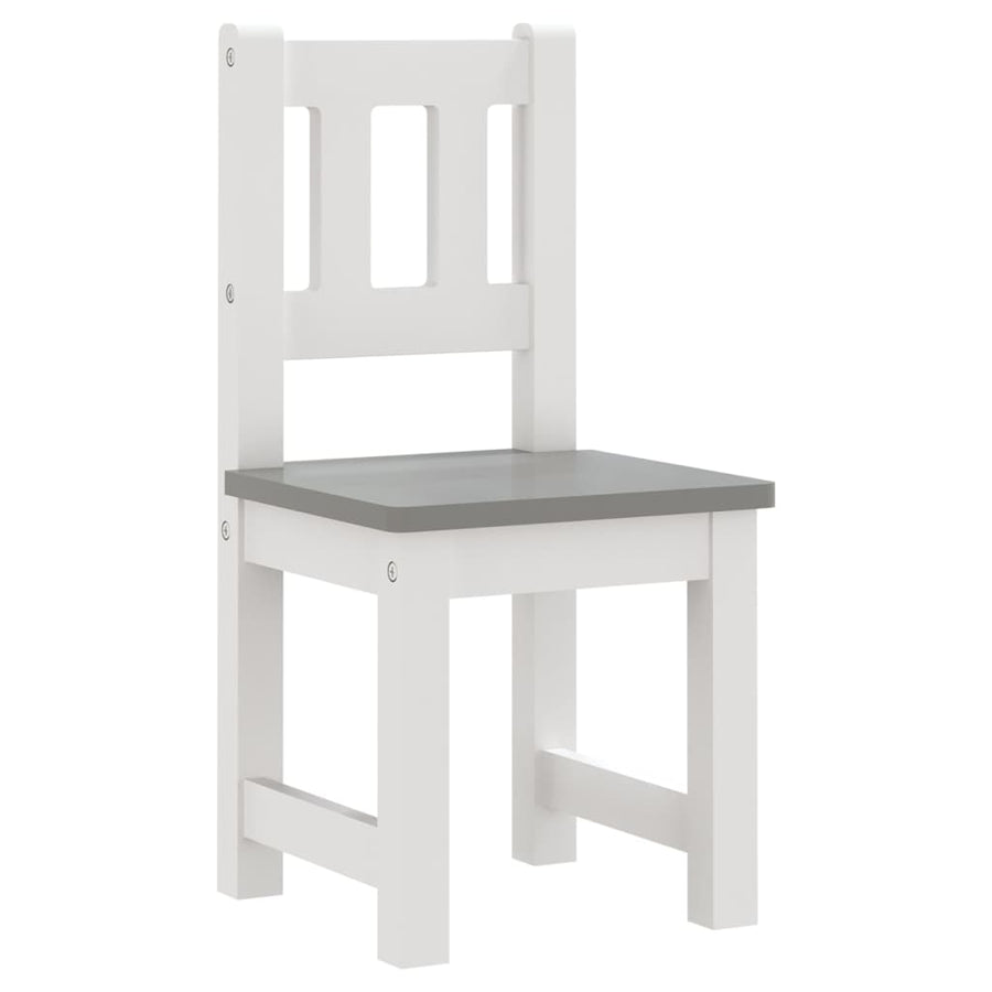 3-Delige Kindertafel- En Stoelenset Mdf Wit en grijs met bankje