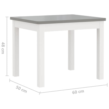 3-Delige Kindertafel- En Stoelenset Mdf Wit en grijs met bankje