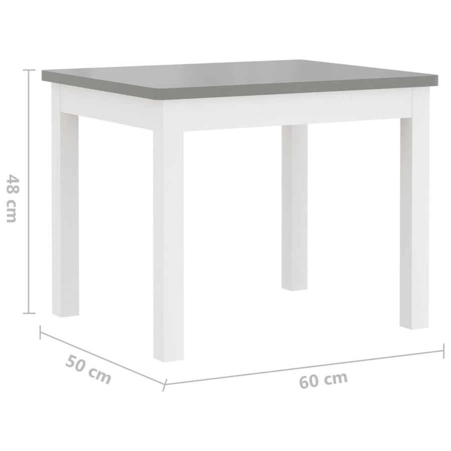 3-Delige Kindertafel- En Stoelenset Mdf Wit en grijs met bankje