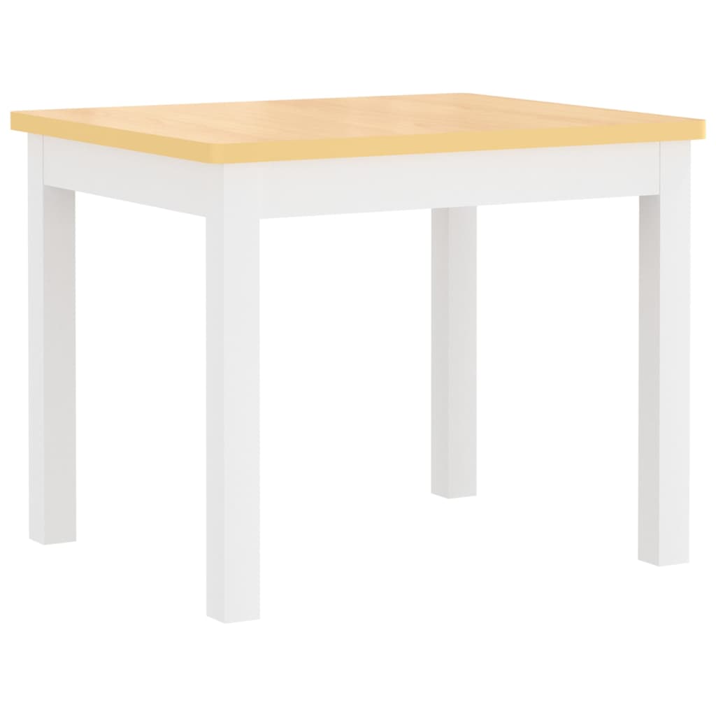 4-Delige Kindertafel- En Stoelenset Mdf wit en beige met bankje