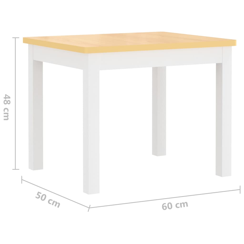 4-Delige Kindertafel- En Stoelenset Mdf wit en beige met bankje
