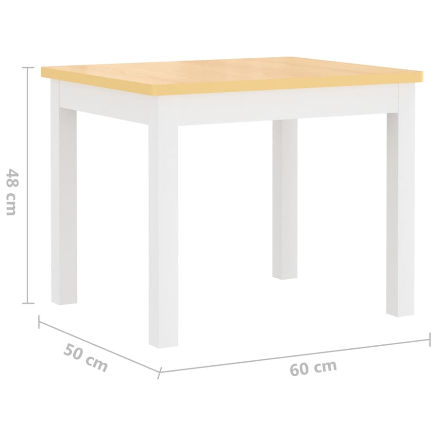 4-Delige Kindertafel- En Stoelenset Mdf wit en beige met bankje