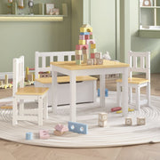 Kindertafel en stoelenset 4-delig MDF wit beige