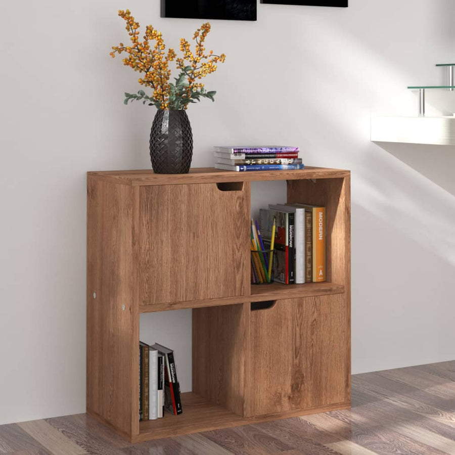 Boekenkast 60X27,5X59,5 Cm Bewerkt Hout Ig bruin eikenkleur