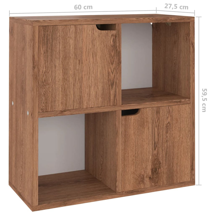 Boekenkast 60X27,5X59,5 Cm Bewerkt Hout Ig bruin eikenkleur