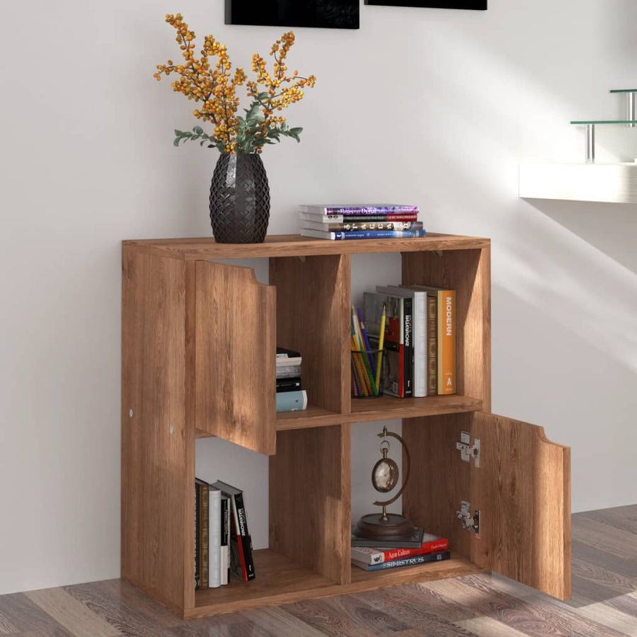Boekenkast 60X27,5X59,5 Cm Bewerkt Hout Ig bruin eikenkleur