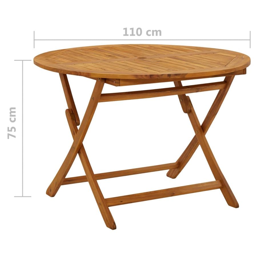 Tuintafel inklapbaar 110 cm massief acaciahout Ø 110 x 75 cm