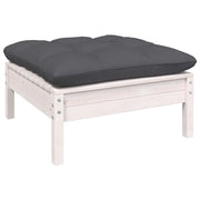 Voetenbank grenenhout 63,5x63,5x28,5 cm wit met antraciet kussen