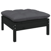 Voetenbank grenenhout wit met antraciet kussen 63,5x63,5x28,5 cm