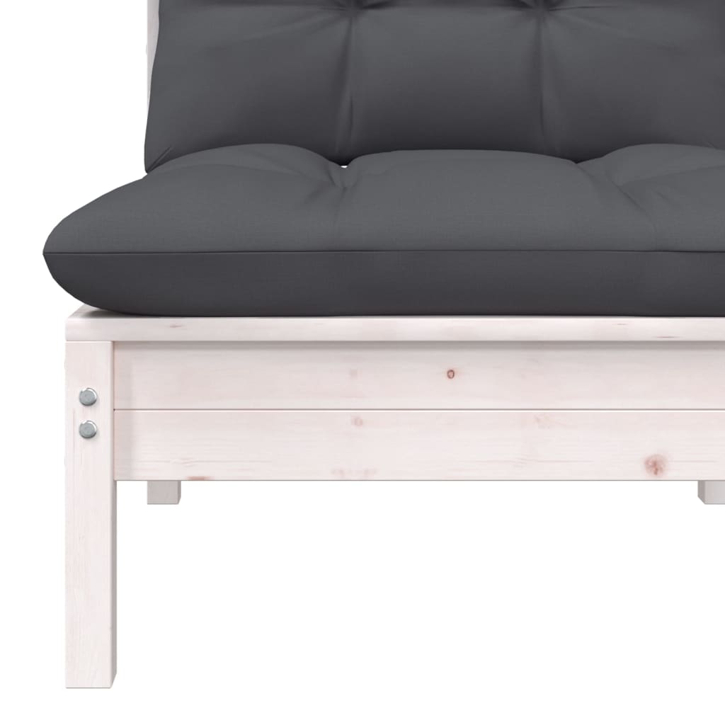 Tuinbank -Zits Met Kussens Massief Grenenhout 2 Wit Tweezitsbank