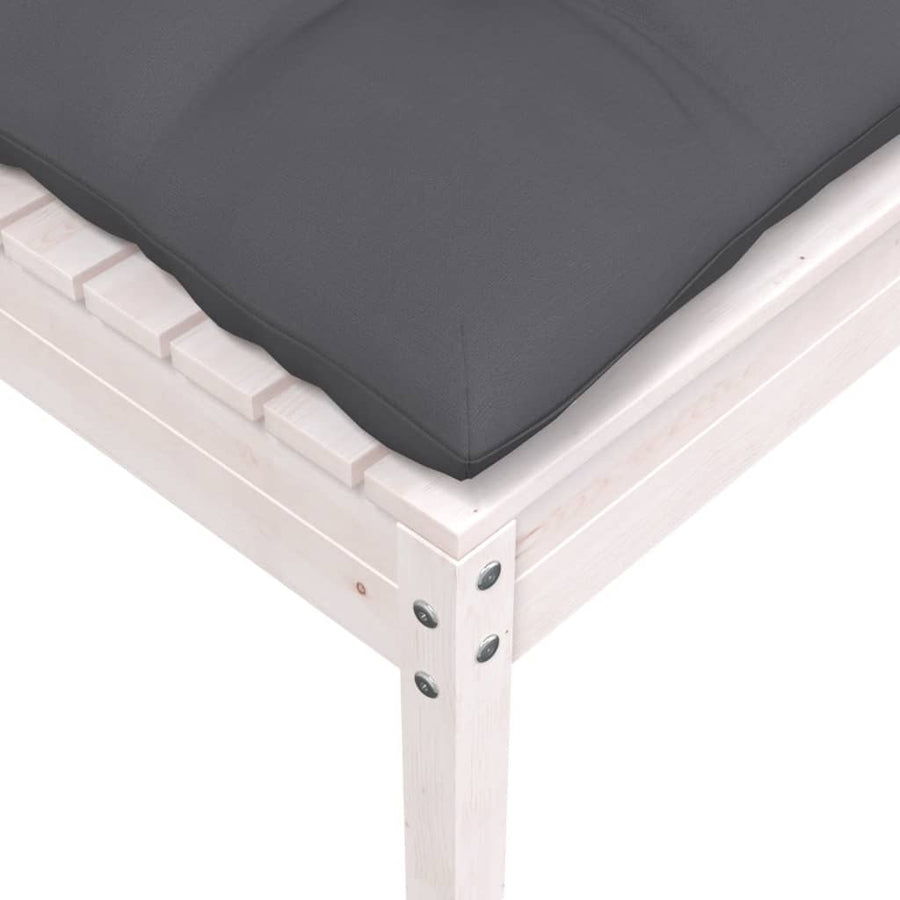 Tuinbank -Zits Met Kussens Massief Grenenhout 2 Wit voetensteun (2 st)