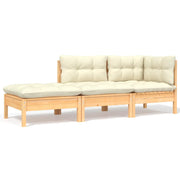 Loungeset 3-delig massief grenenhout crème
