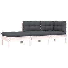 -Delige Loungeset Met Kussens Massief Grenenhout 3 Wit hoek + midden + voetensteun