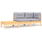 Loungeset massief grenenhout 3-delig grijs