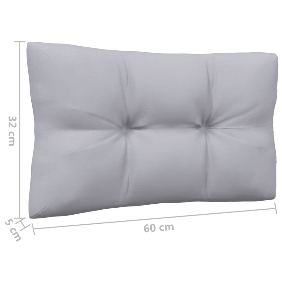 -Delige Loungeset Met Grijze Kussens Massief Grenenhout 3 Bruin en grijs hoek + midden + Tafel
