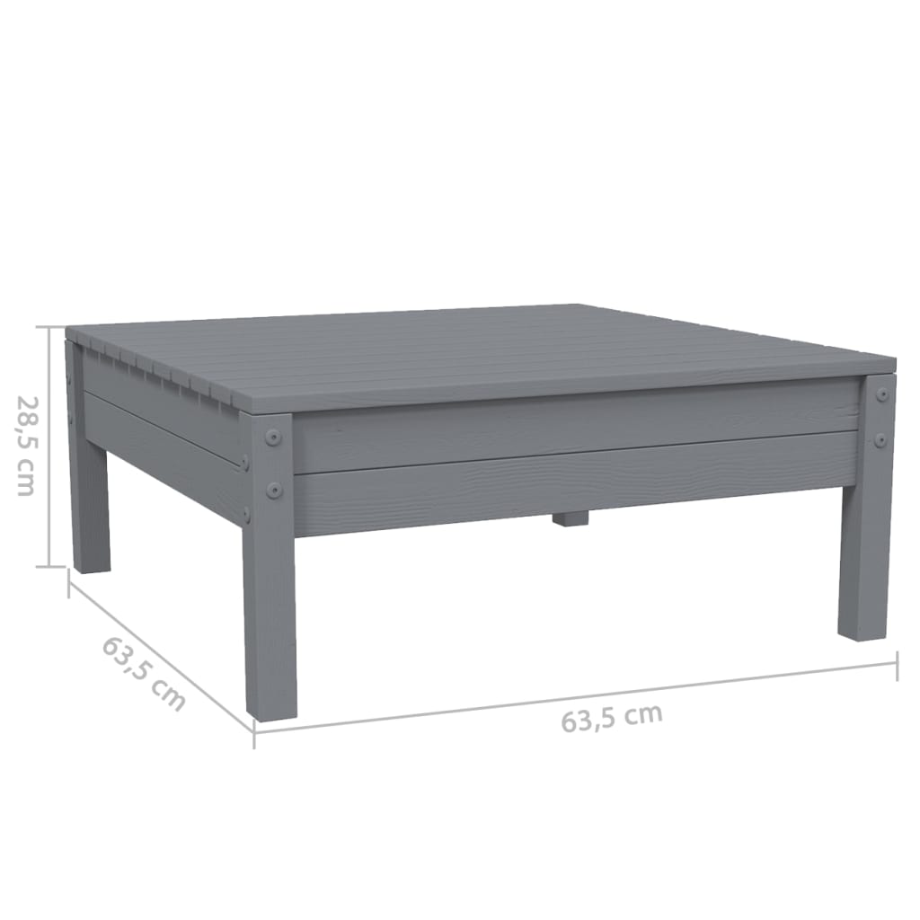 3-Delige Loungeset Met Kussens Massief Grenenhout 1 Grijs hoek + midden + Tafel