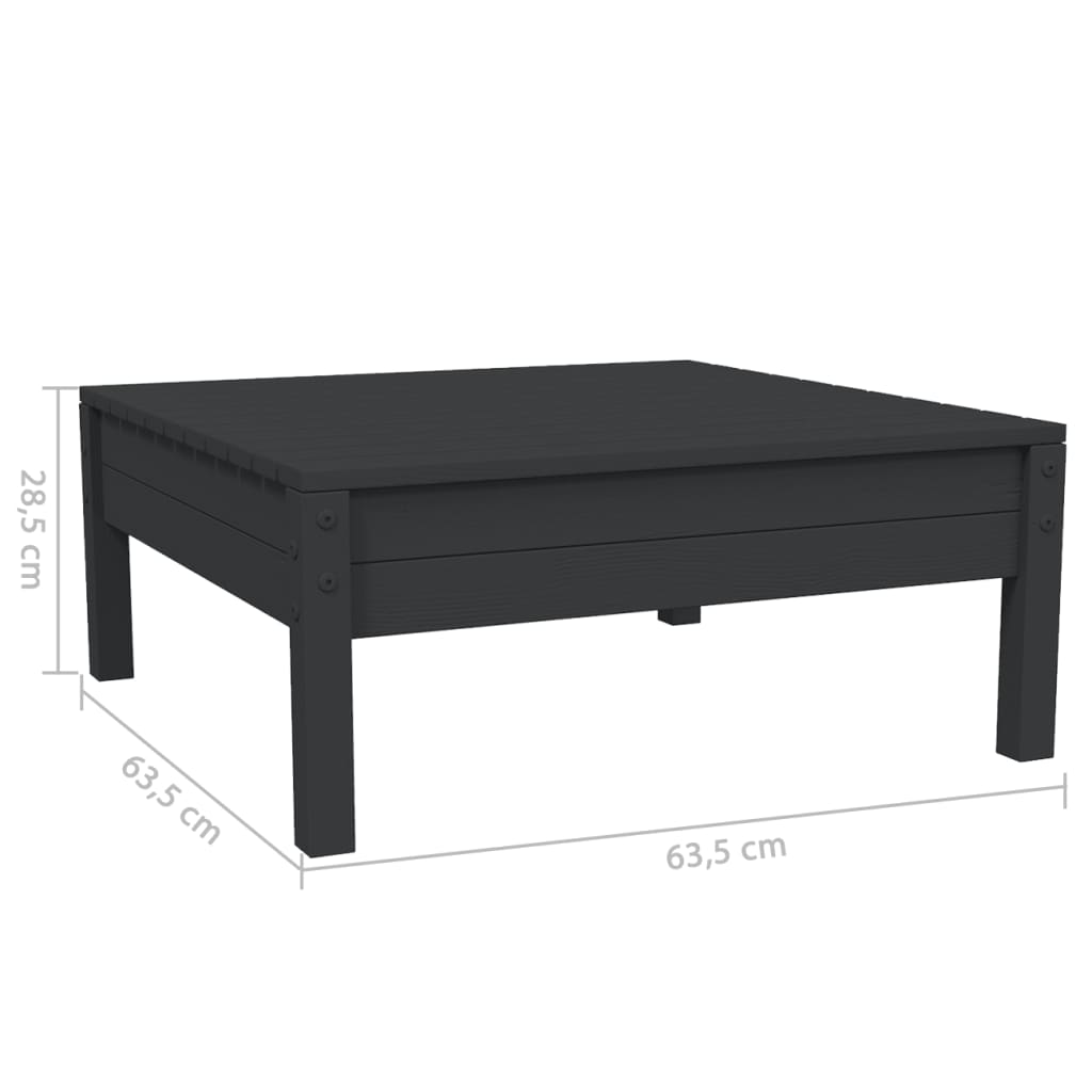 -Delige Loungeset Met Kussens Massief Grenenhout 3 Zwart hoek + midden + Tafel