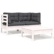 Loungeset 3-delig massief grenenhout wit