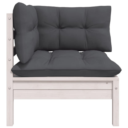 -Delige Loungeset Met Kussens Massief Grenenhout 3 Wit 2x hoek + Tafel