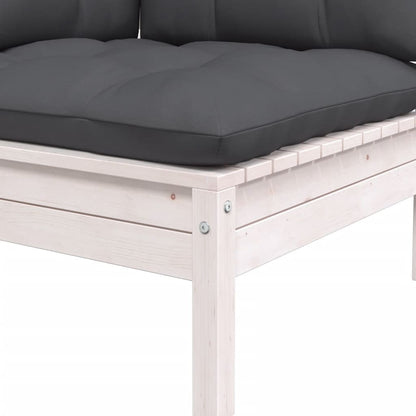 -Delige Loungeset Met Kussens Massief Grenenhout 3 Wit 2x hoek + Tafel
