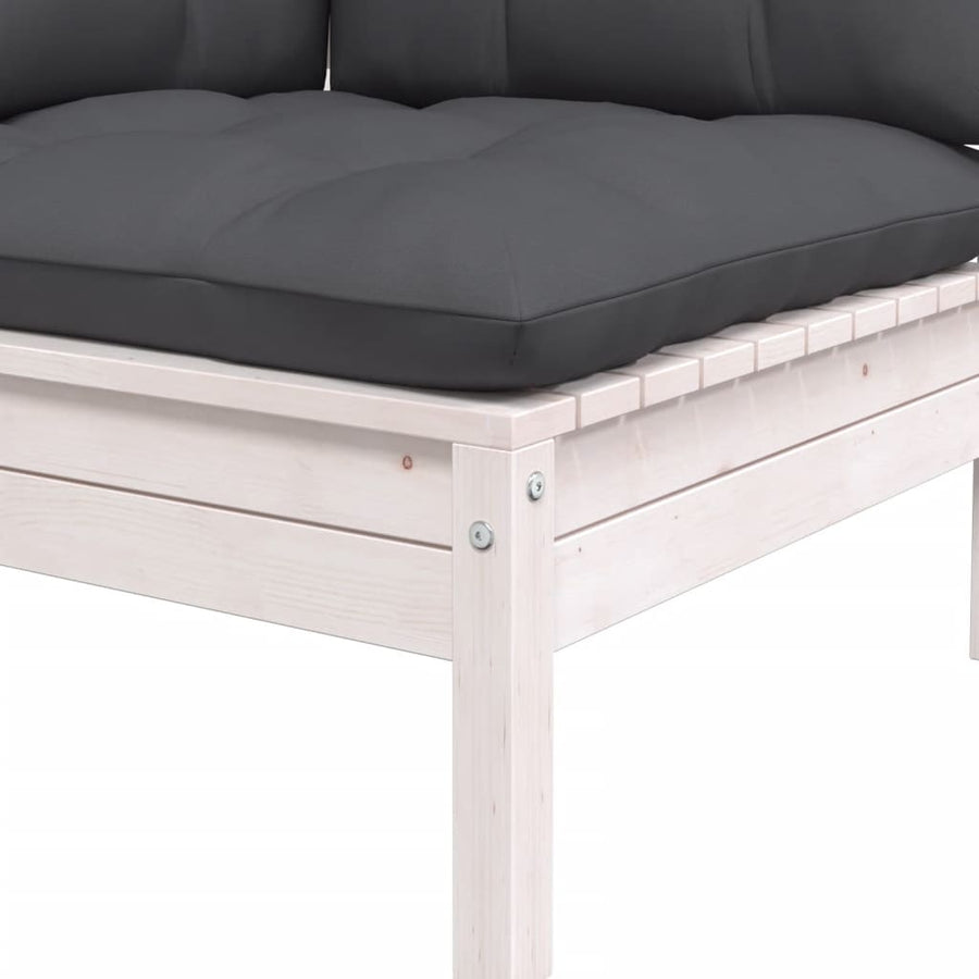 -Delige Loungeset Met Kussens Massief Grenenhout 3 Wit 2x hoek + Tafel