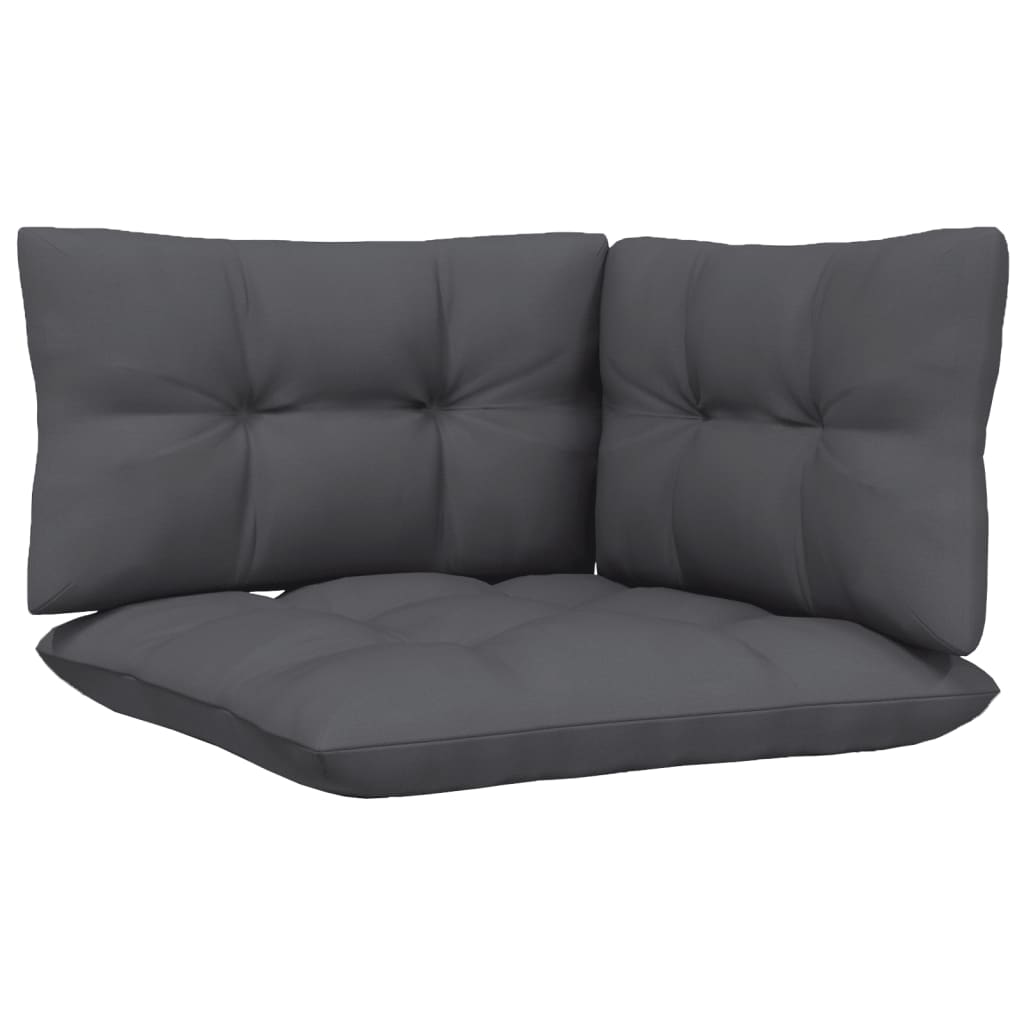 -Delige Loungeset Met Kussens Massief Grenenhout 3 Zwart 2x hoek + Tafel