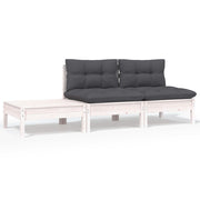 Loungeset 3-delig massief grenenhout wit