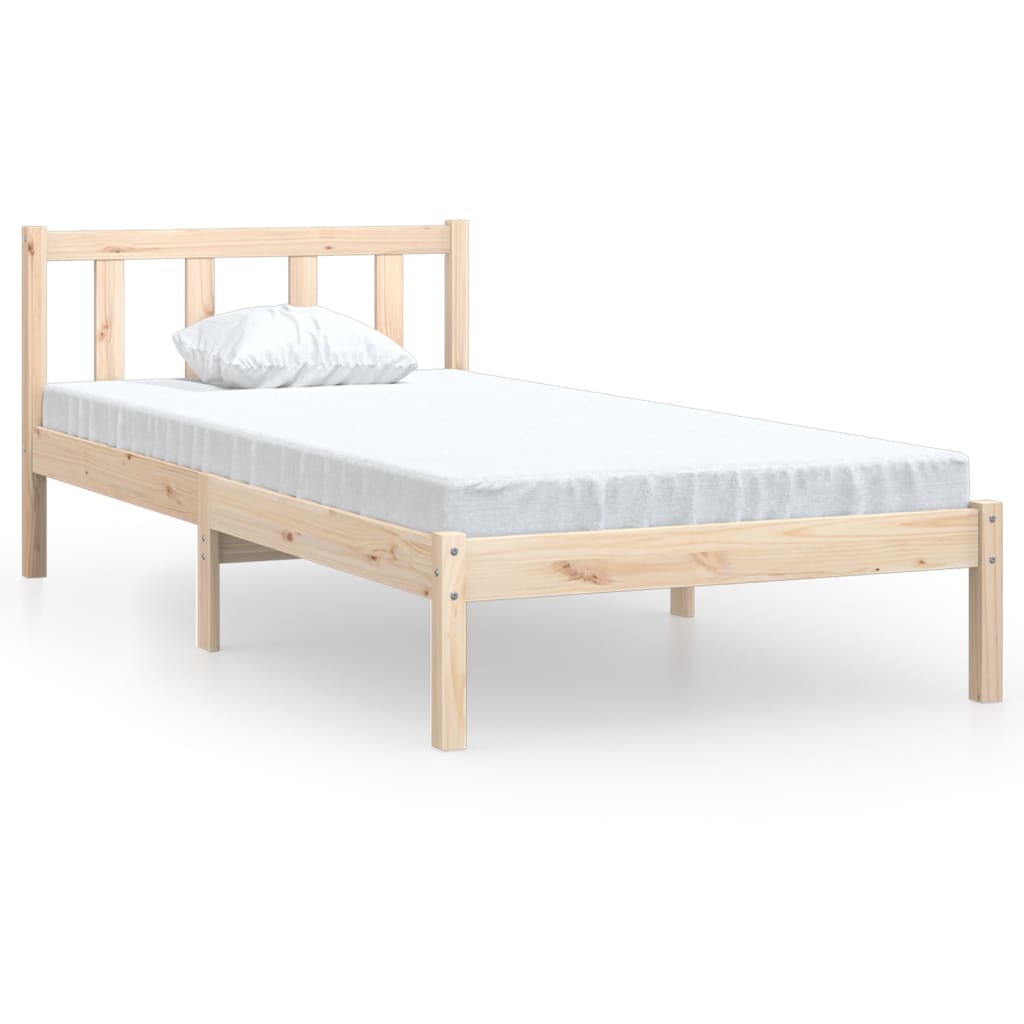 Bedframe Massief Grenenhout Zwart Small Single 75 x 190 cm Naturel