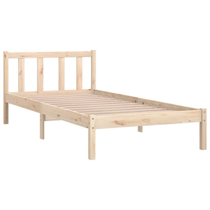 Bedframe Massief Grenenhout Zwart Small Single 75 x 190 cm Naturel