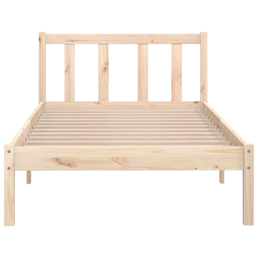 Bedframe Massief Grenenhout Zwart Small Single 75 x 190 cm Naturel