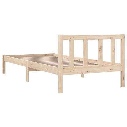 Bedframe Massief Grenenhout Zwart Small Single 75 x 190 cm Naturel