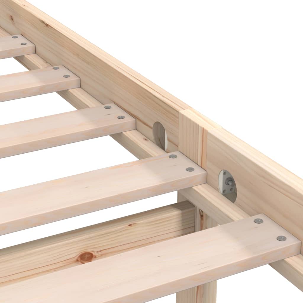 Bedframe Massief Grenenhout Zwart Small Single 75 x 190 cm Naturel