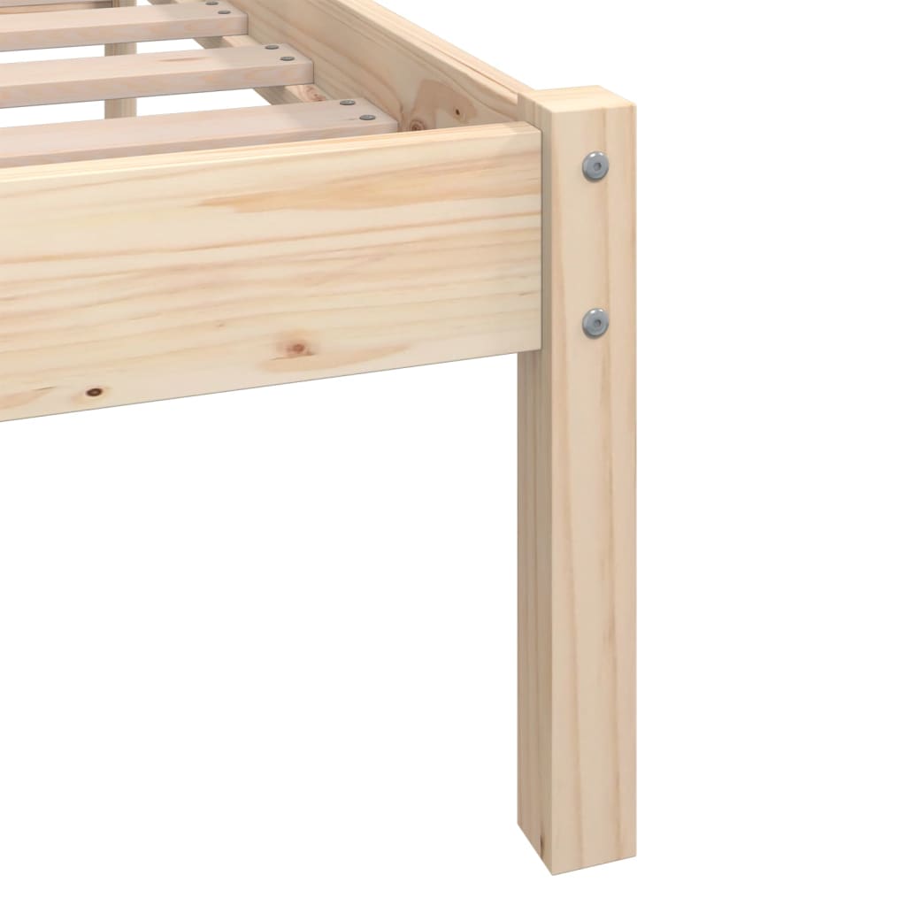 Bedframe Massief Grenenhout Zwart Small Single 75 x 190 cm Naturel