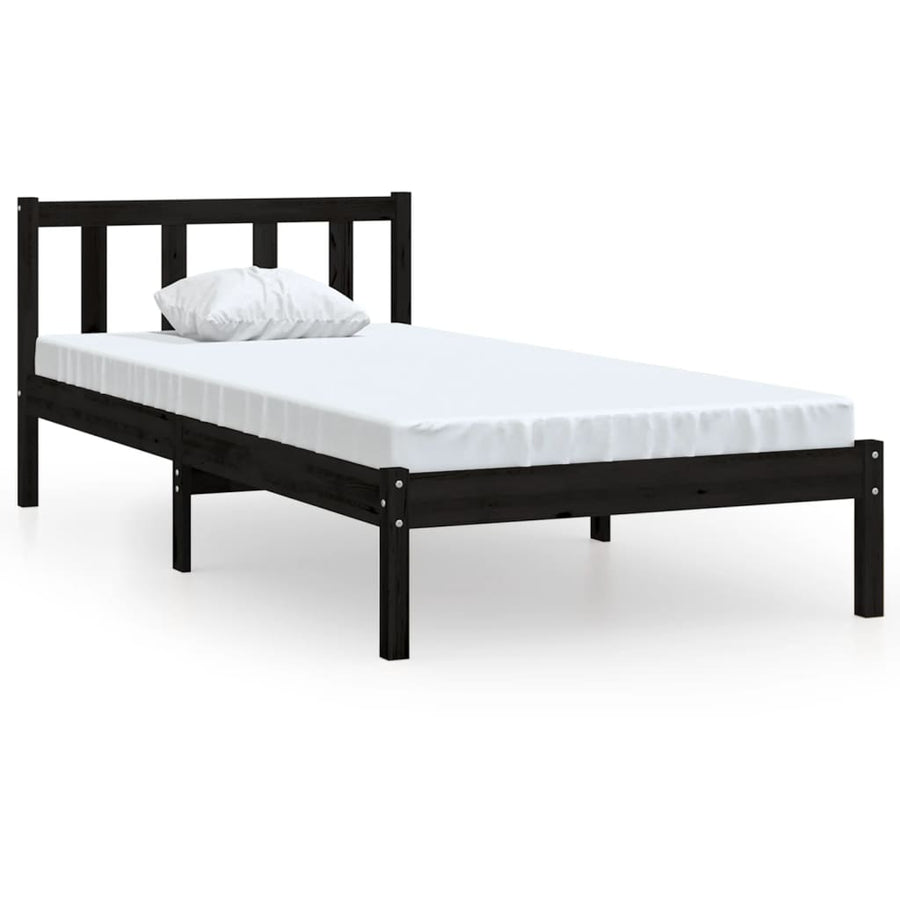 Bedframe Massief Grenenhout 2Ft6 Small Single 75 x 190 cm Zwart