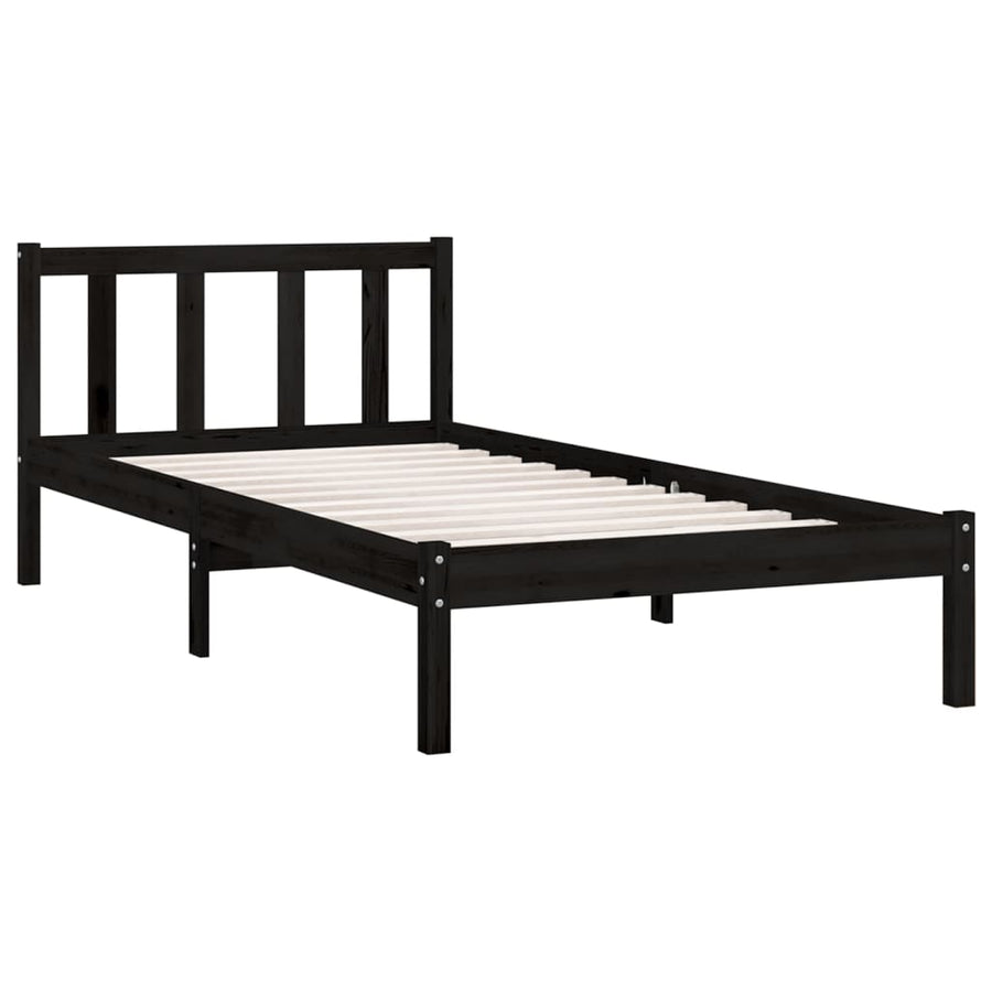 Bedframe Massief Grenenhout 2Ft6 Small Single 75 x 190 cm Zwart