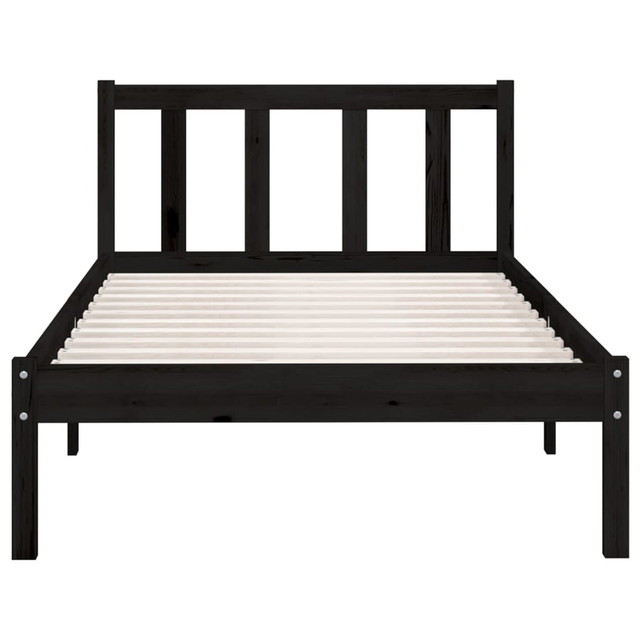 Bedframe Massief Grenenhout 2Ft6 Small Single 75 x 190 cm Zwart